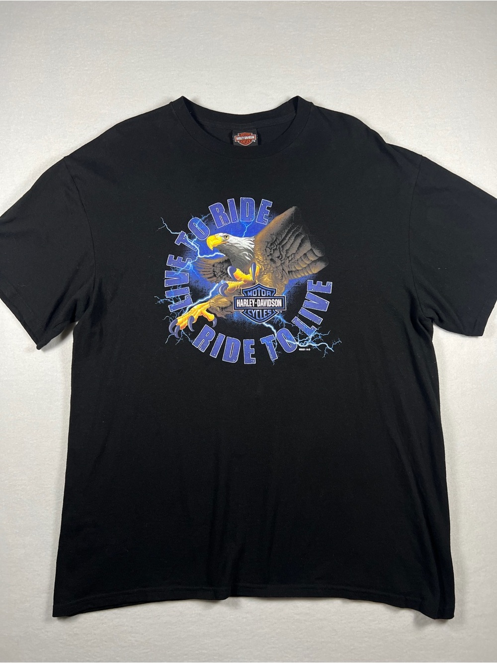 Harley Davidson Live To Rides American Eagle Lightning Black Shirt Men Size XL